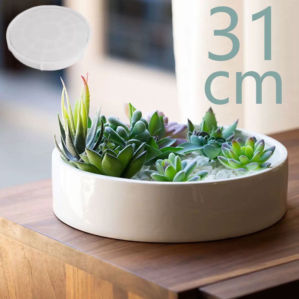 Terrazzo Pot Cement - 31 سنتيمتر جولة الاسمنت اناء للزهور